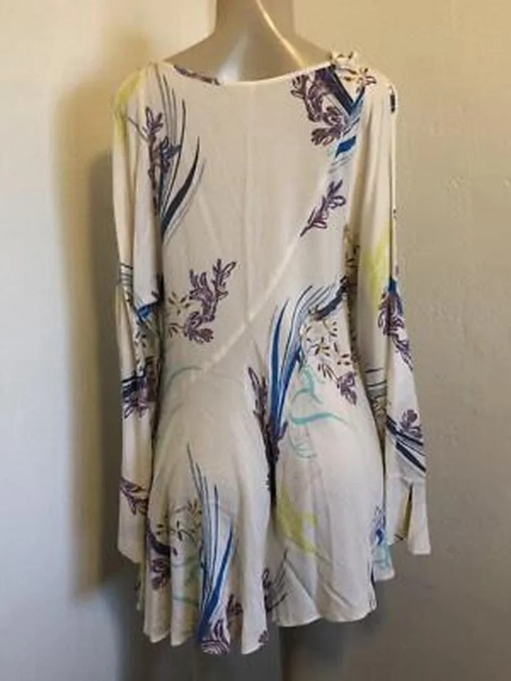 Free People Women's Cream Floral Cold Shoulder Mini Dress Size Small - Picture 4 of 5